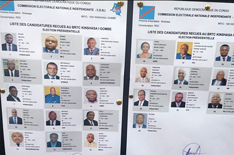 RDCPrésidentielle La Ceni publie la liste provisoire des candidats ce