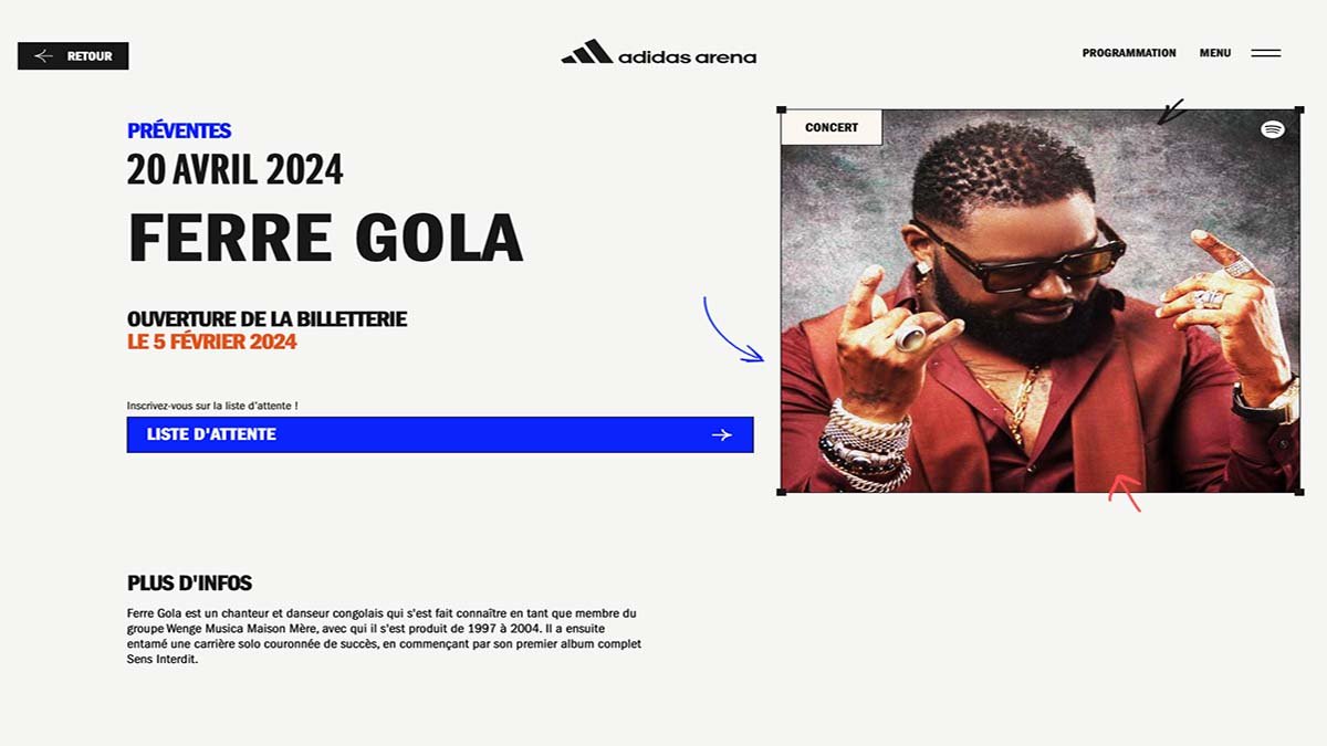 Ferre Gola Annonce Son Concert L Adidas Arena De Paris Diaspordc